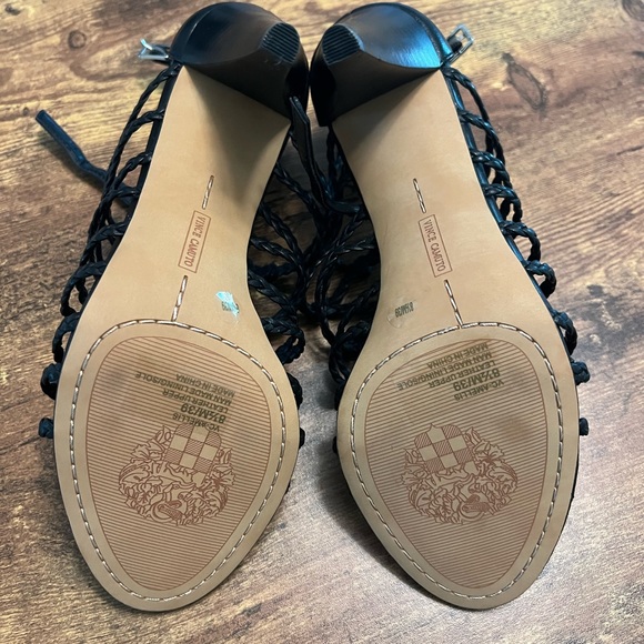 Vince Camuto size 8.5 black heel sandals with straps. Worn once for try-on only. - Picture 2 of 4